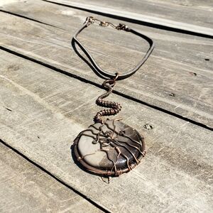 Handcrafted Wire Wrapped Pendant Necklace, Crystal Pendant Necklace